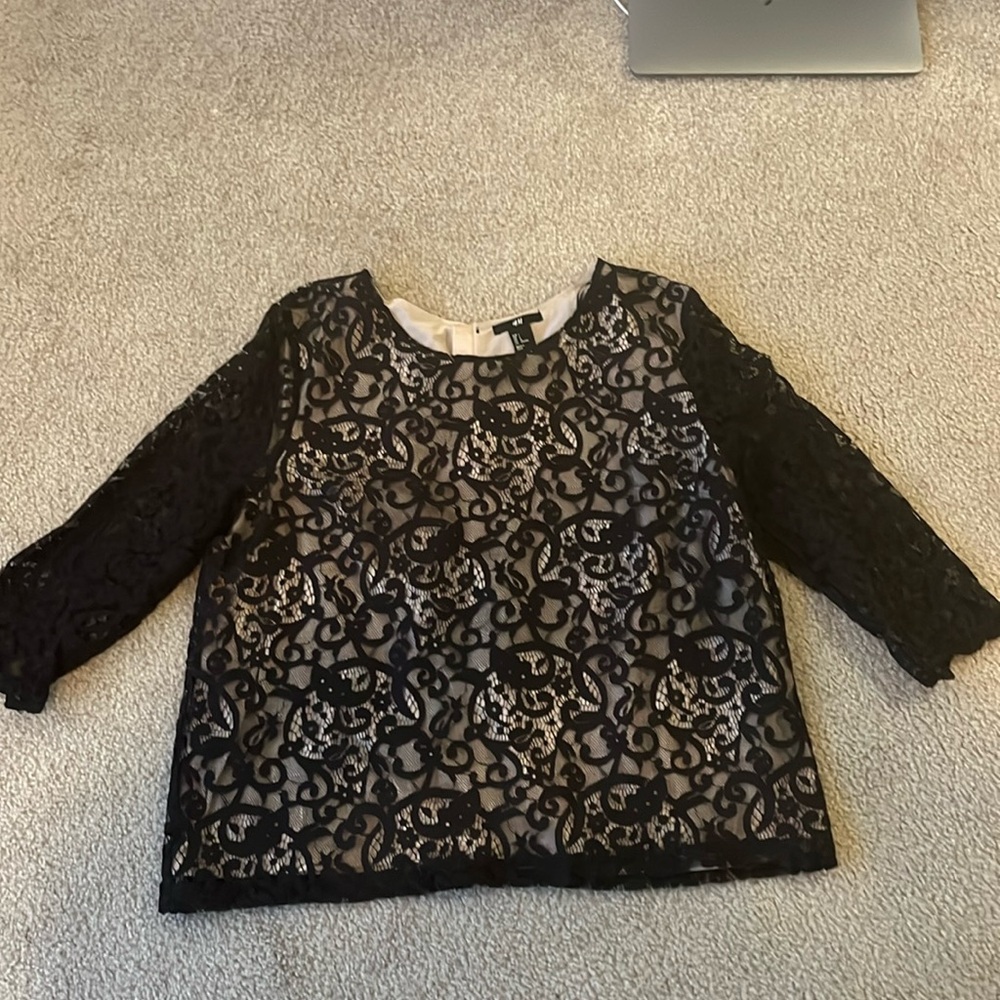 H&M black lace overlay blouse. Size large great condition